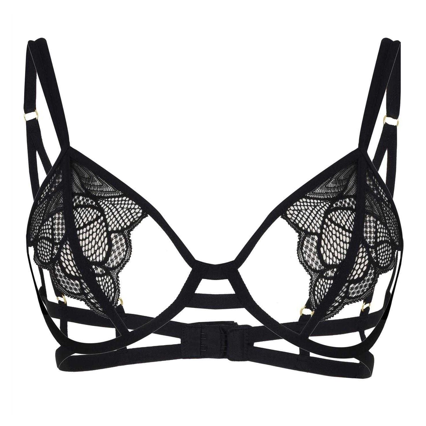 Black - Front - Bluebella Womens-Ladies Cut Out Lace Bra