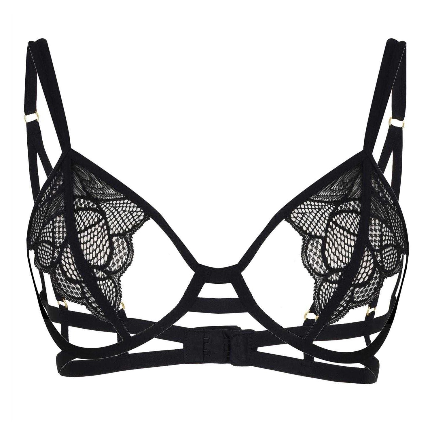 Black - Front - Bluebella Womens-Ladies Cut Out Lace Bra