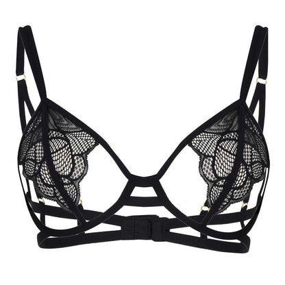 Black - Front - Bluebella Womens-Ladies Cut Out Lace Bra