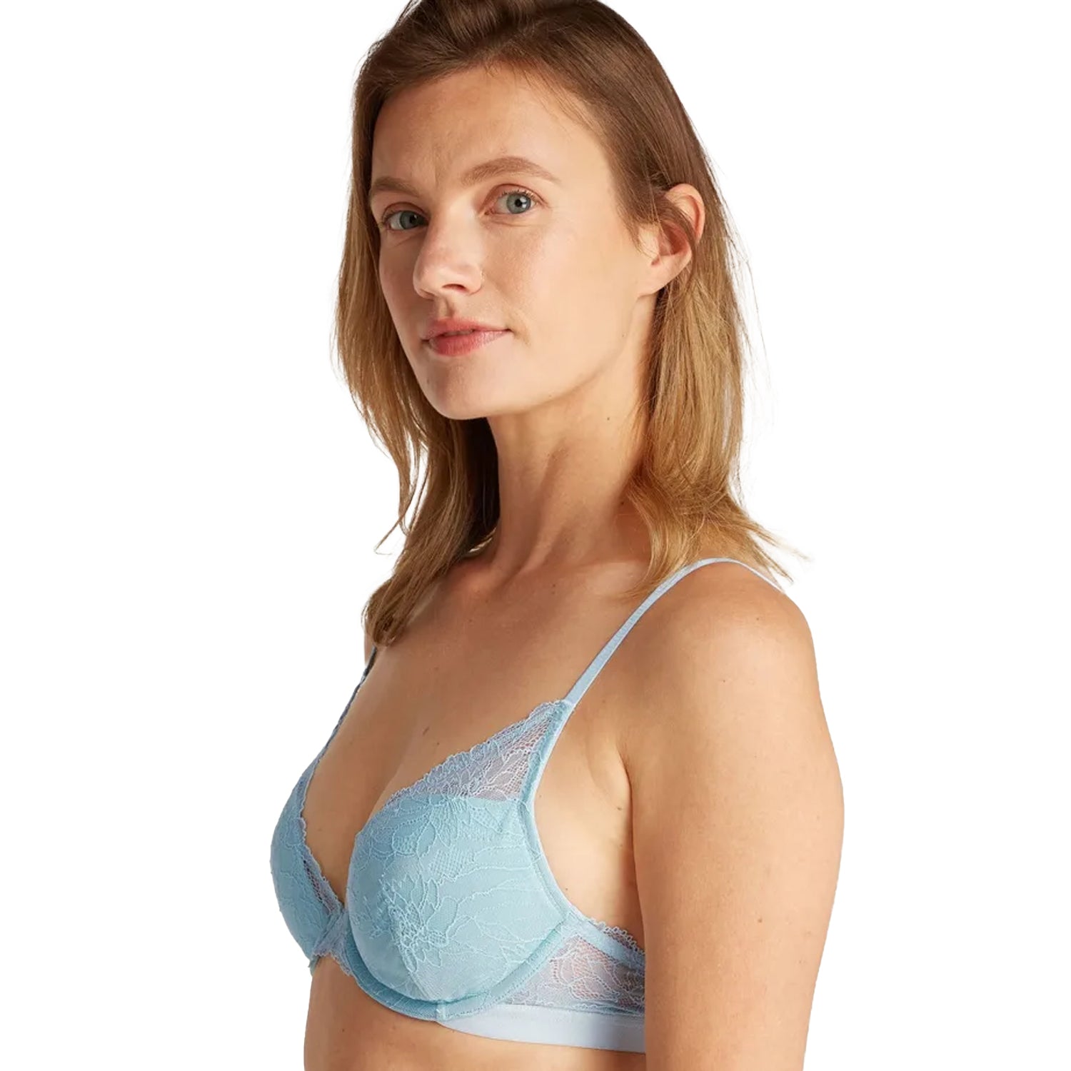 Straw - Back - Calvin Klein Womens-Ladies Lace Lined Plunge Bra