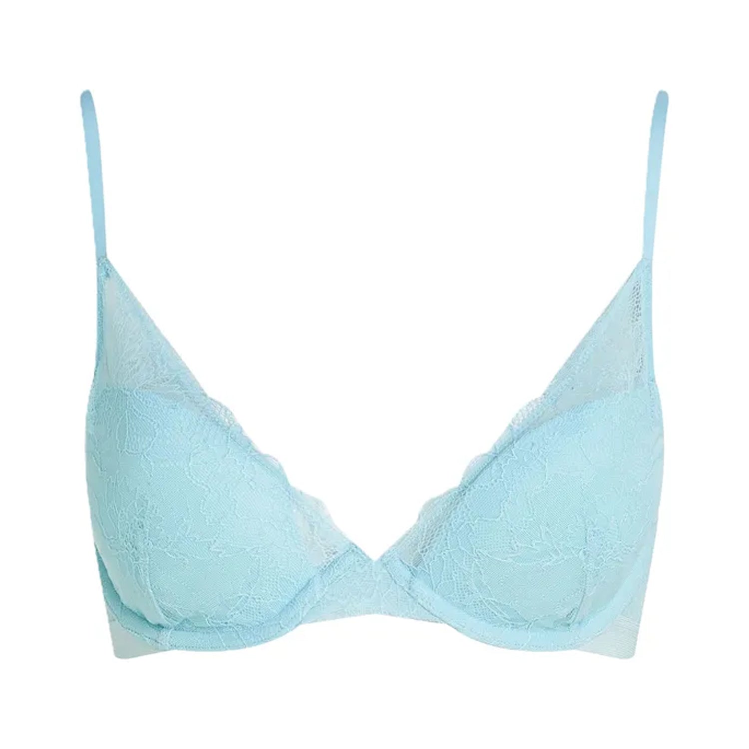 Straw - Front - Calvin Klein Womens-Ladies Lace Lined Plunge Bra