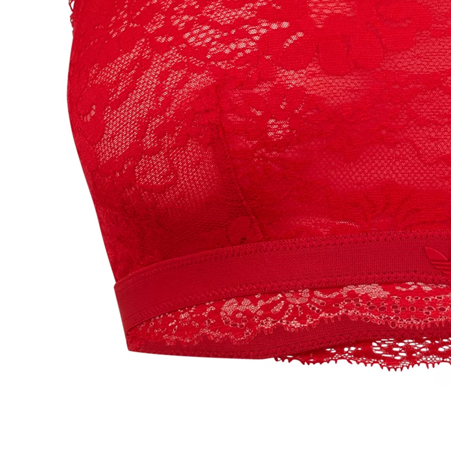 Red - Side - Adidas Womens-Ladies Rubberised Logo Lace Bralette