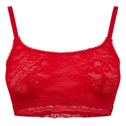 Red - Front - Adidas Womens-Ladies Rubberised Logo Lace Bralette