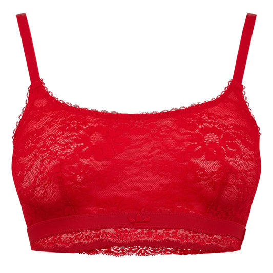 Red - Front - Adidas Womens-Ladies Rubberised Logo Lace Bralette
