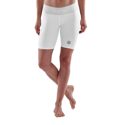 White - Front - Skins Womens-Ladies Series-1 Skinny Athletic Compression Shorts