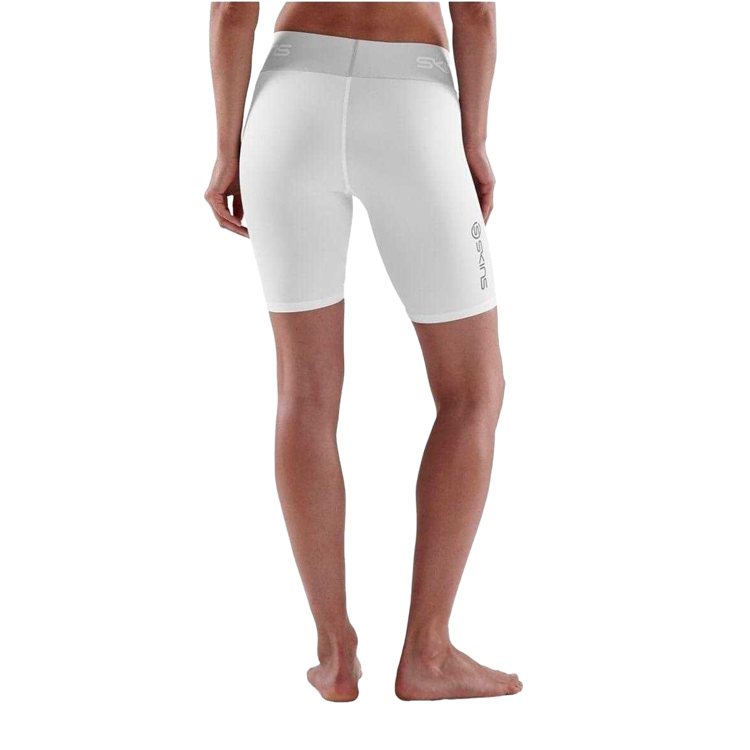 White - Back - Skins Womens-Ladies Series-1 Skinny Athletic Compression Shorts