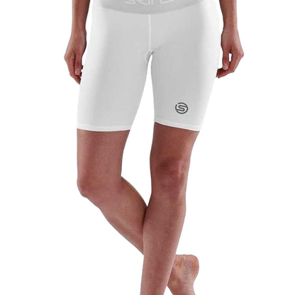 White - Side - Skins Womens-Ladies Series-1 Skinny Athletic Compression Shorts