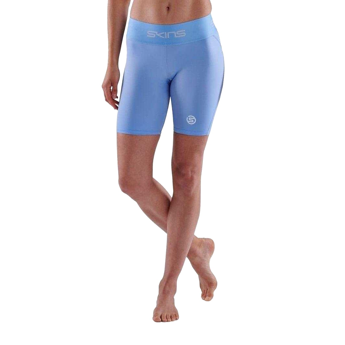 Blue - Front - Skins Womens-Ladies Series-1 Skinny Athletic Compression Shorts
