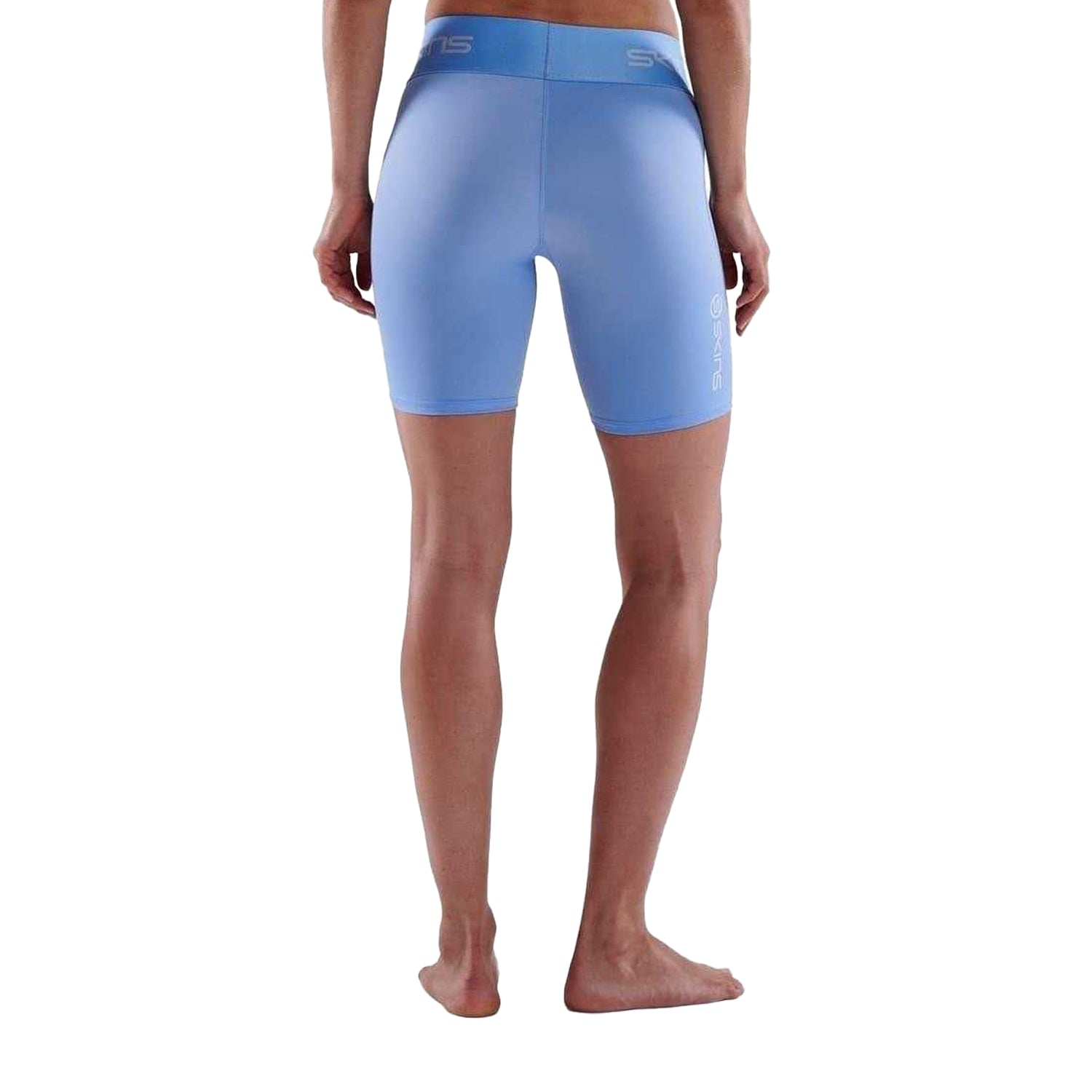 Blue - Back - Skins Womens-Ladies Series-1 Skinny Athletic Compression Shorts