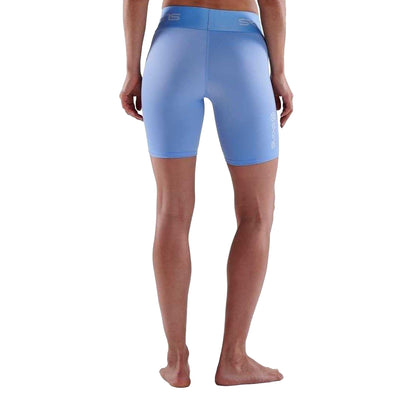 Blue - Back - Skins Womens-Ladies Series-1 Skinny Athletic Compression Shorts