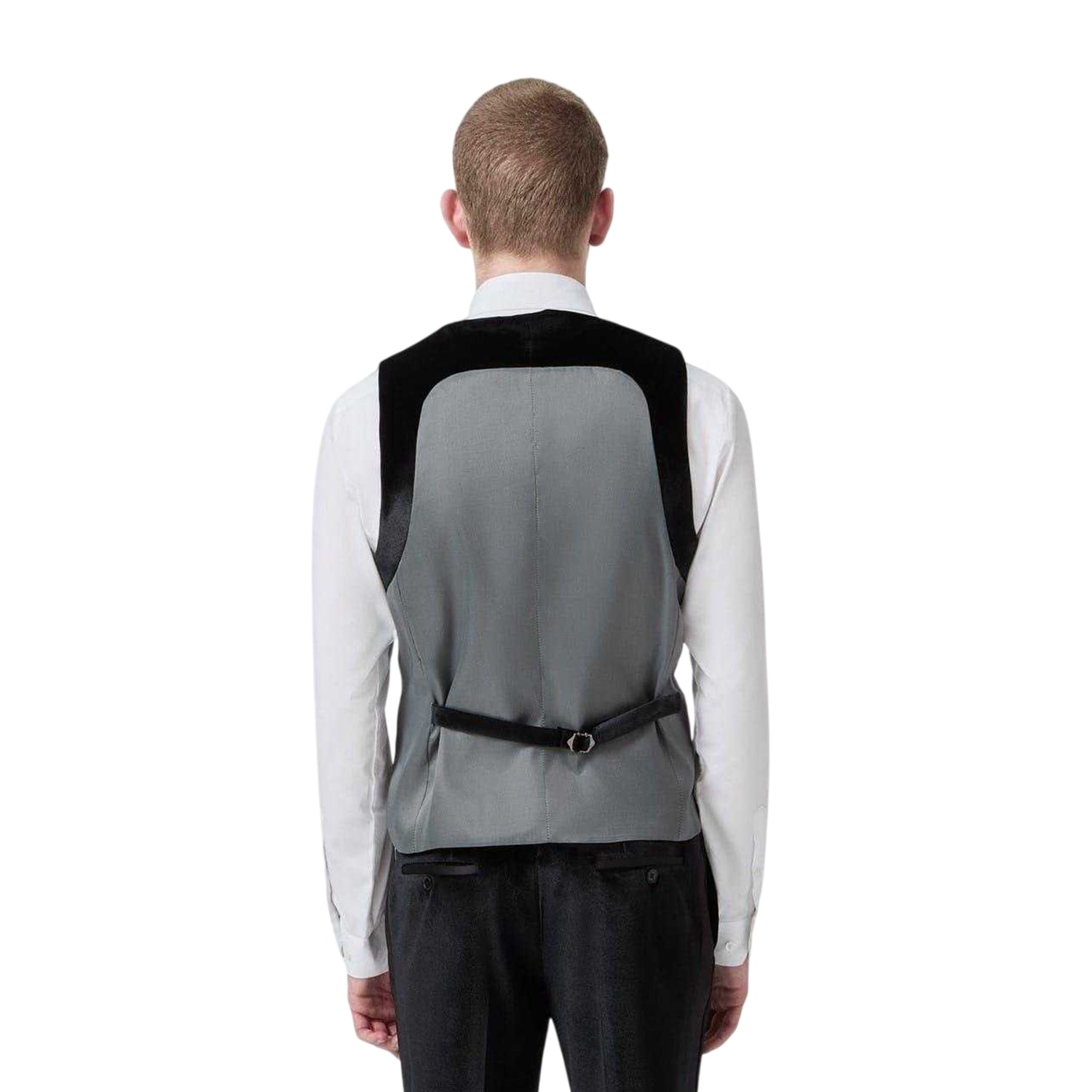 Black - Back - Twisted Tailor Mens Velvet Slim Tuxedo Waistcoat