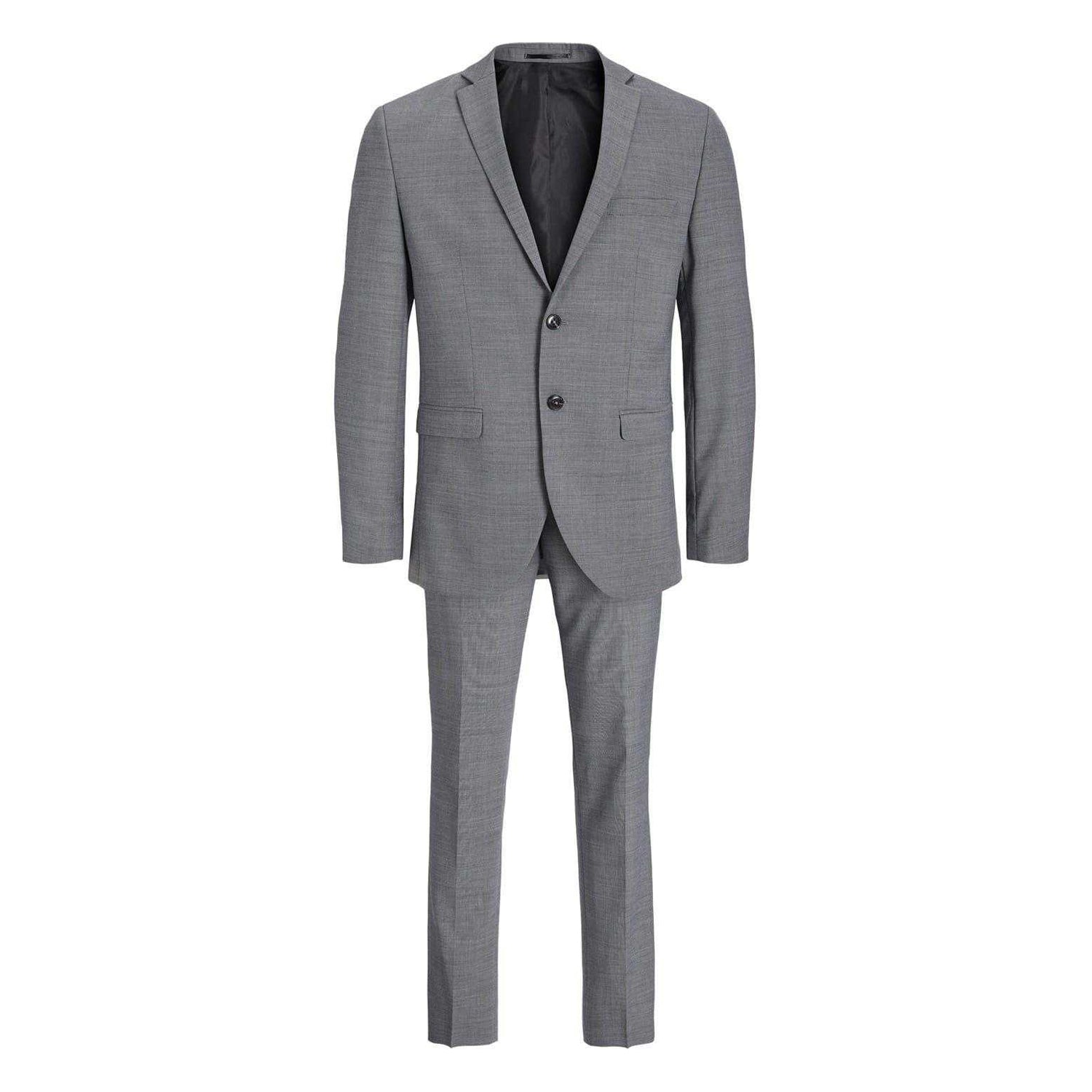 Light Grey Melange - Front - Jack And Jones Mens Textured Suit