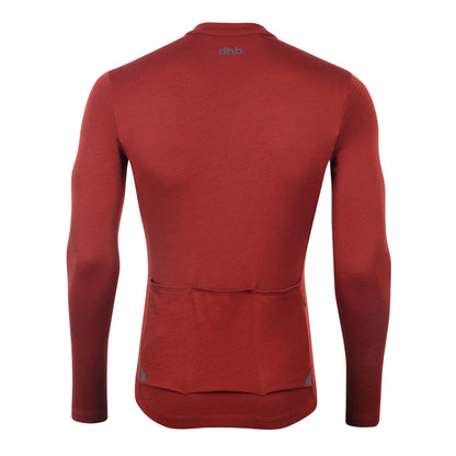 Fired Brick - Back - dhb Mens Aeron 2.0 Merino Wool Long-Sleeved Cycling Jersey