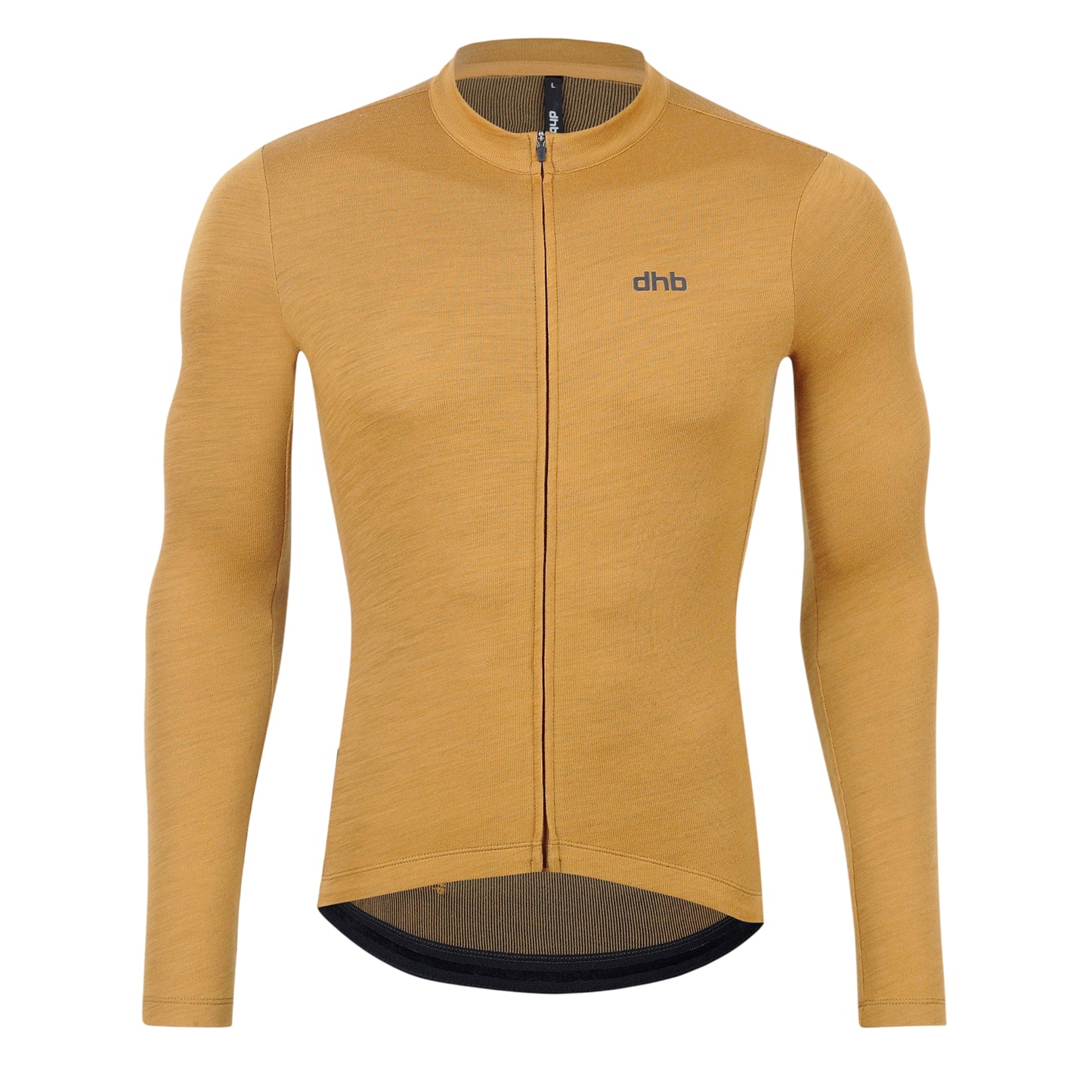 Golden Brown - Front - dhb Mens Aeron 2.0 Merino Wool Long-Sleeved Cycling Jersey