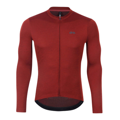 Fired Brick - Front - dhb Mens Aeron 2.0 Merino Wool Long-Sleeved Cycling Jersey