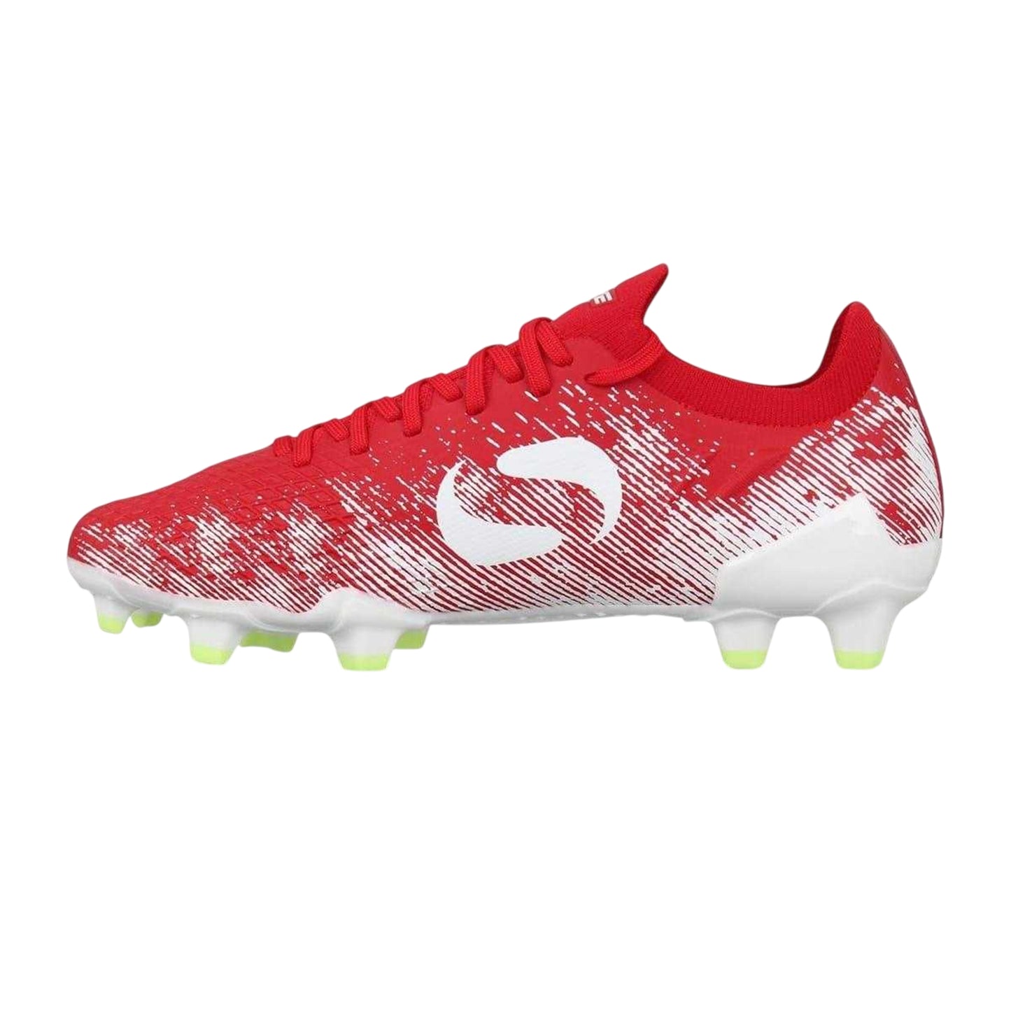 Red-White - Side - Sondico Childrens-Kids Blaze Knitted Sock Football Boots