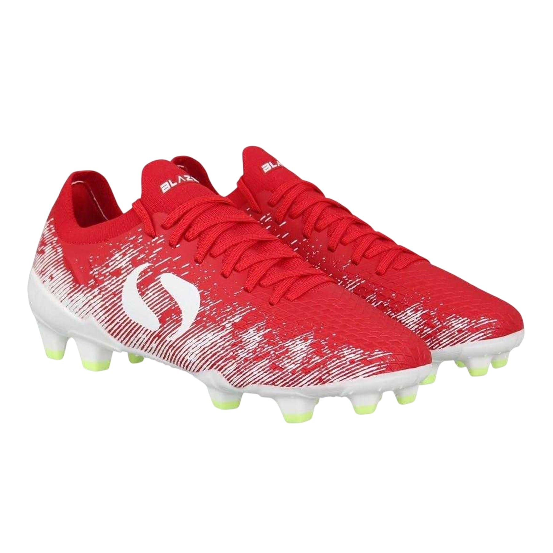 Red-White - Pack Shot - Sondico Childrens-Kids Blaze Knitted Sock Football Boots