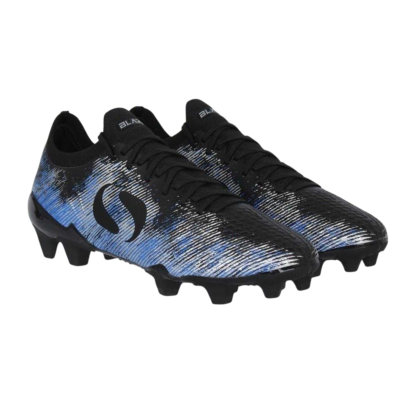 Black-Blue - Pack Shot - Sondico Childrens-Kids Blaze Knitted Sock Football Boots