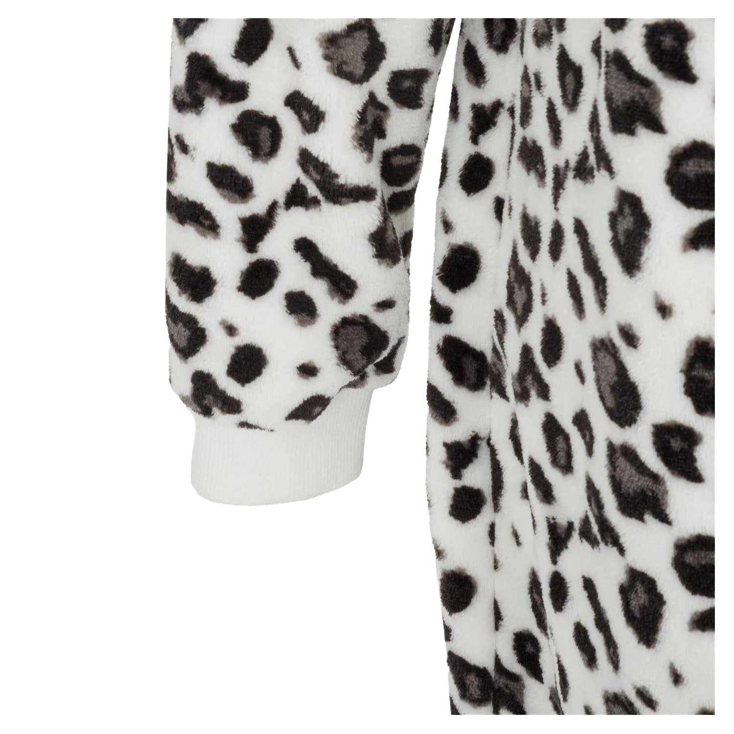 Black-White - Lifestyle - Linea Womens-Ladies Leopard Print Fleece All-In-One Nightwear