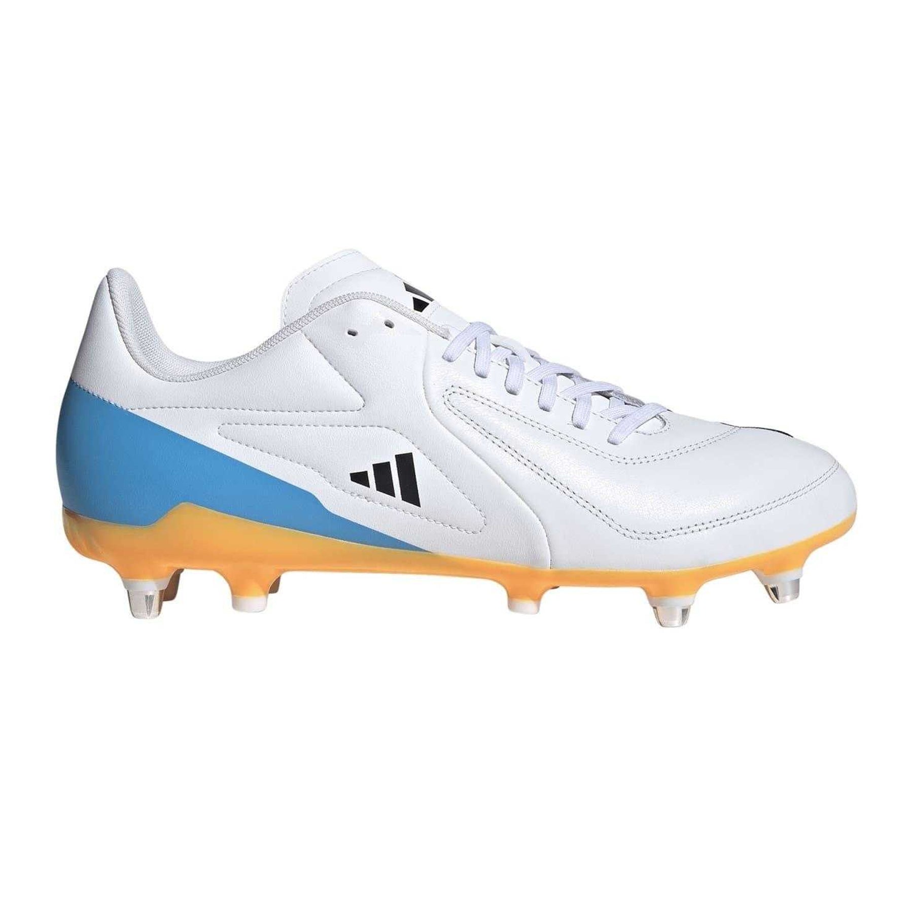 White-Black-Blue - Front - Adidas Mens Adizero Soft Ground Rugby Boots