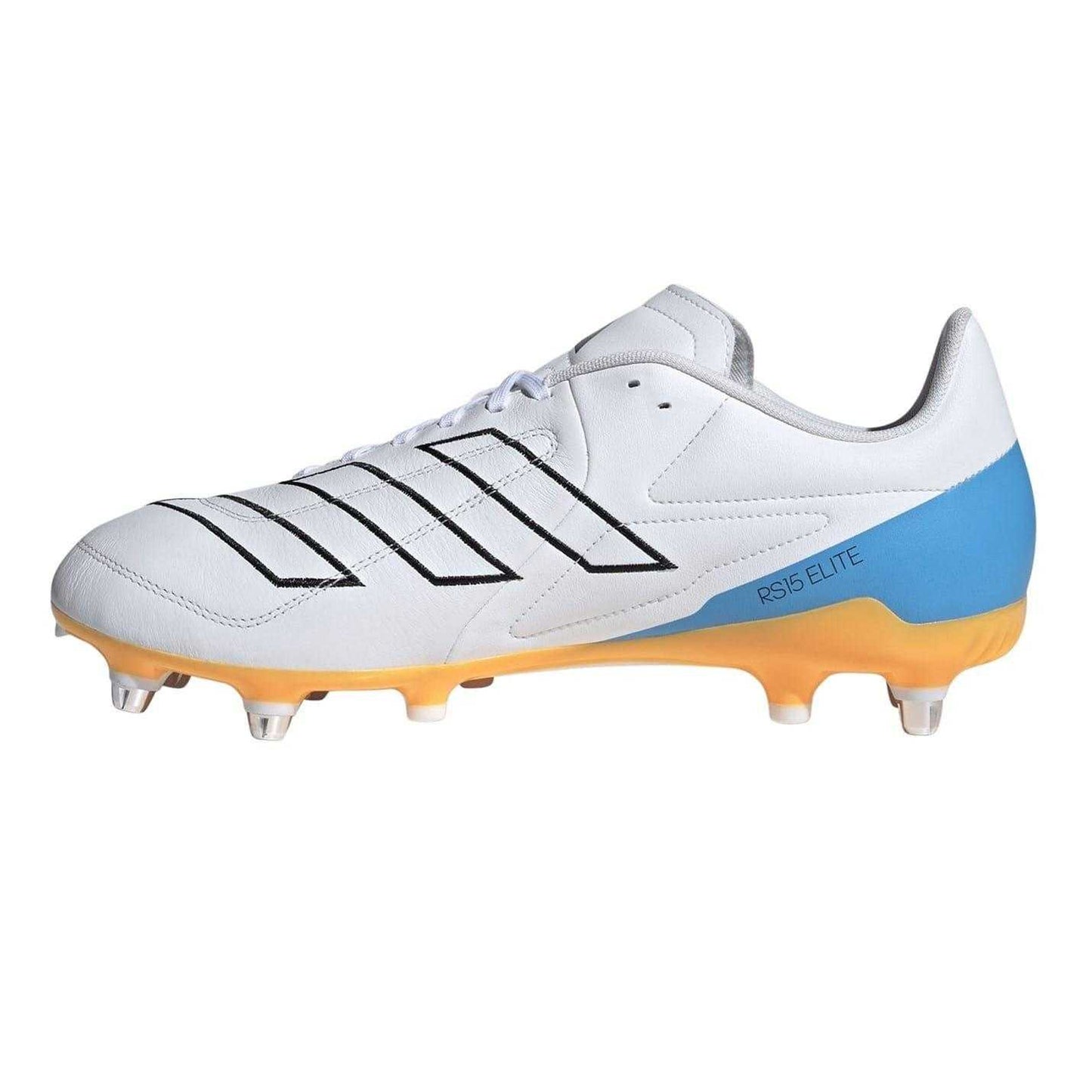 White-Black-Blue - Side - Adidas Mens Adizero Soft Ground Rugby Boots