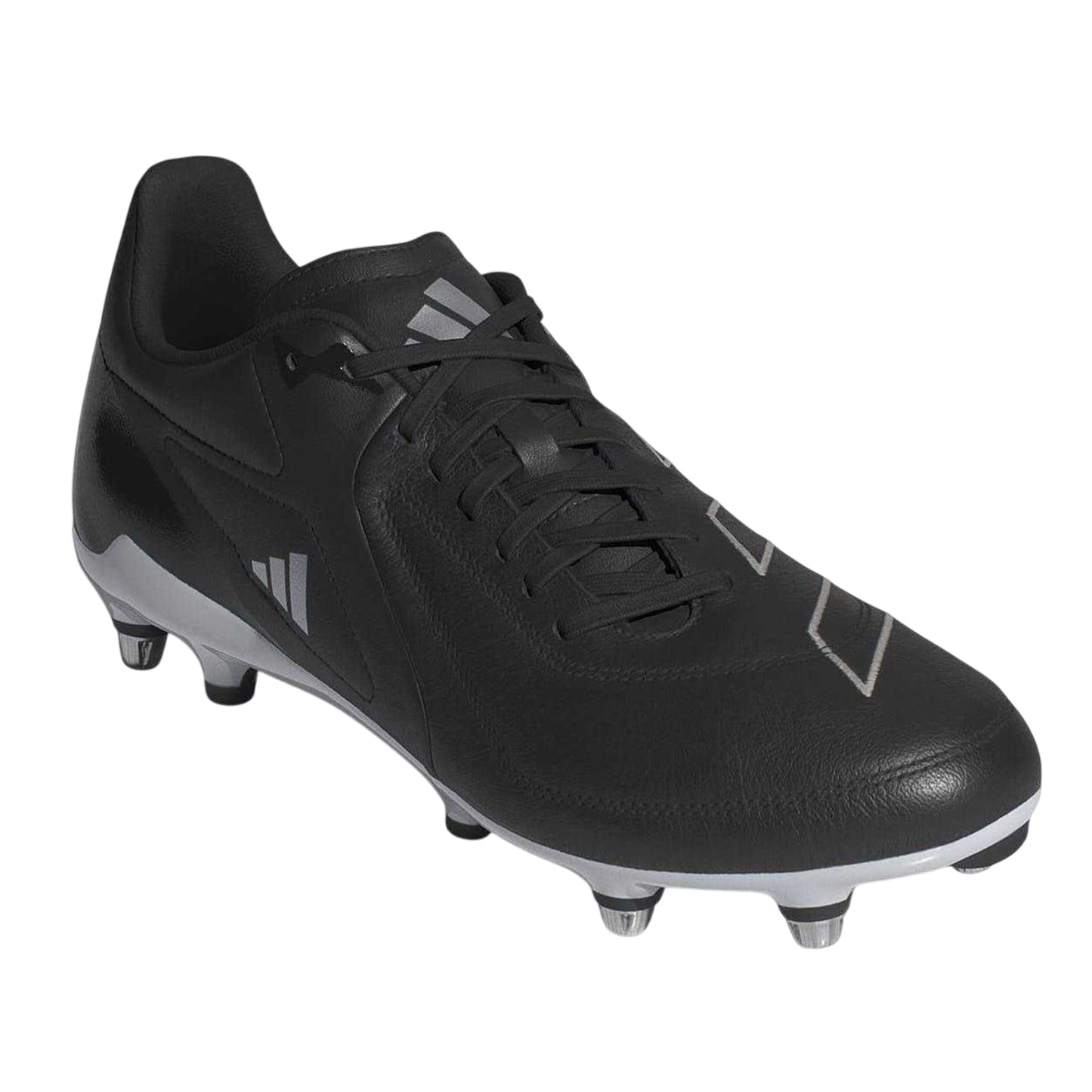 Black-White - Pack Shot - Adidas Mens Adizero Soft Ground Rugby Boots