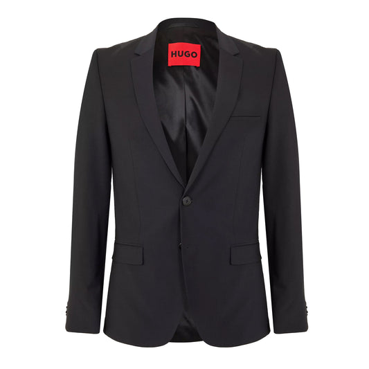 Dark Blue - Front - Hugo Mens Hesten Structured Shoulder Suit