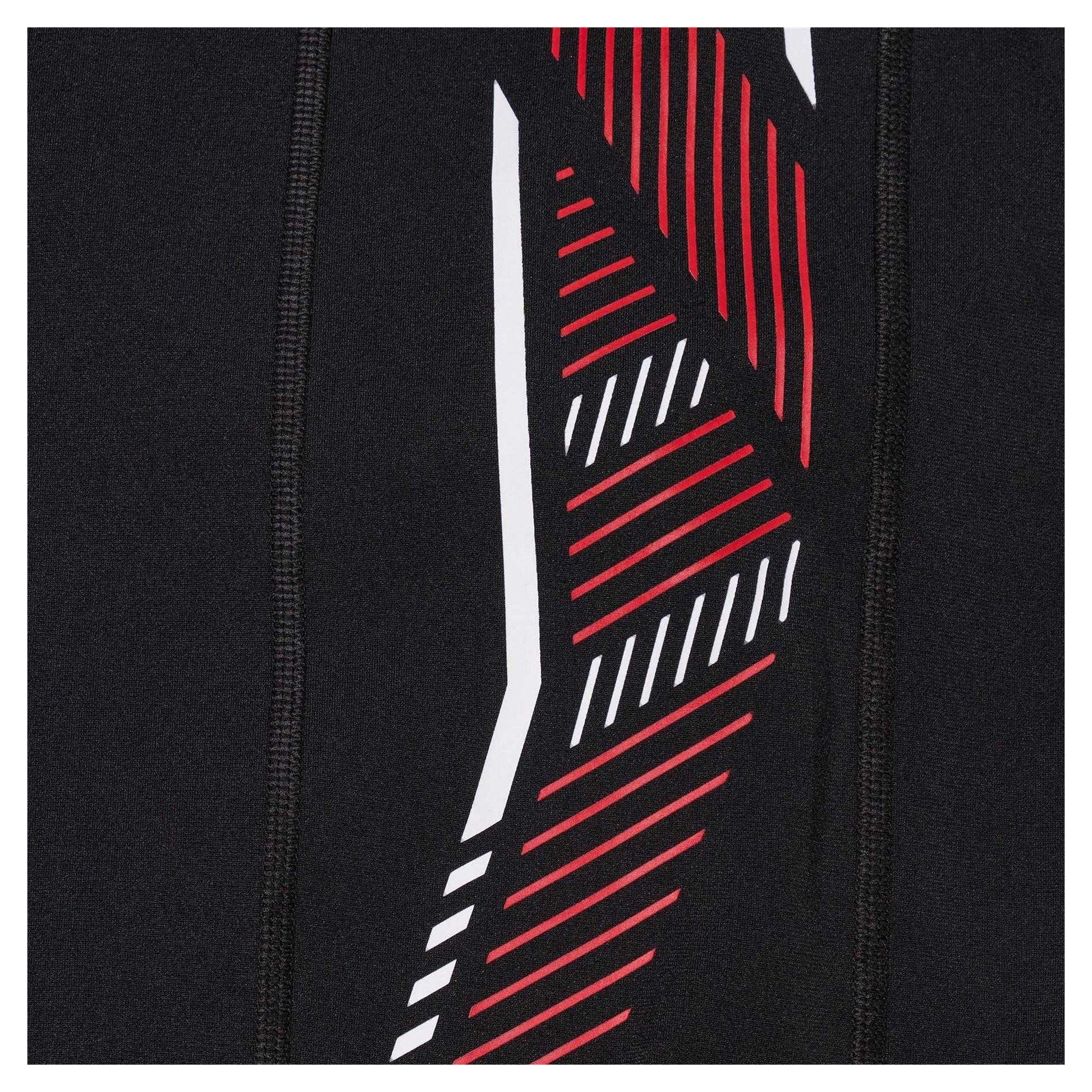 Black-Red - Side - Speedo Mens Tech Panel Swim Shorts