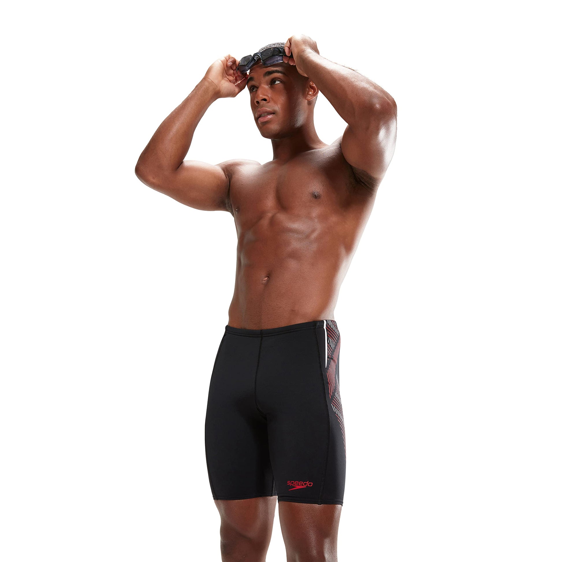 Black-Red - Lifestyle - Speedo Mens Tech Panel Swim Shorts