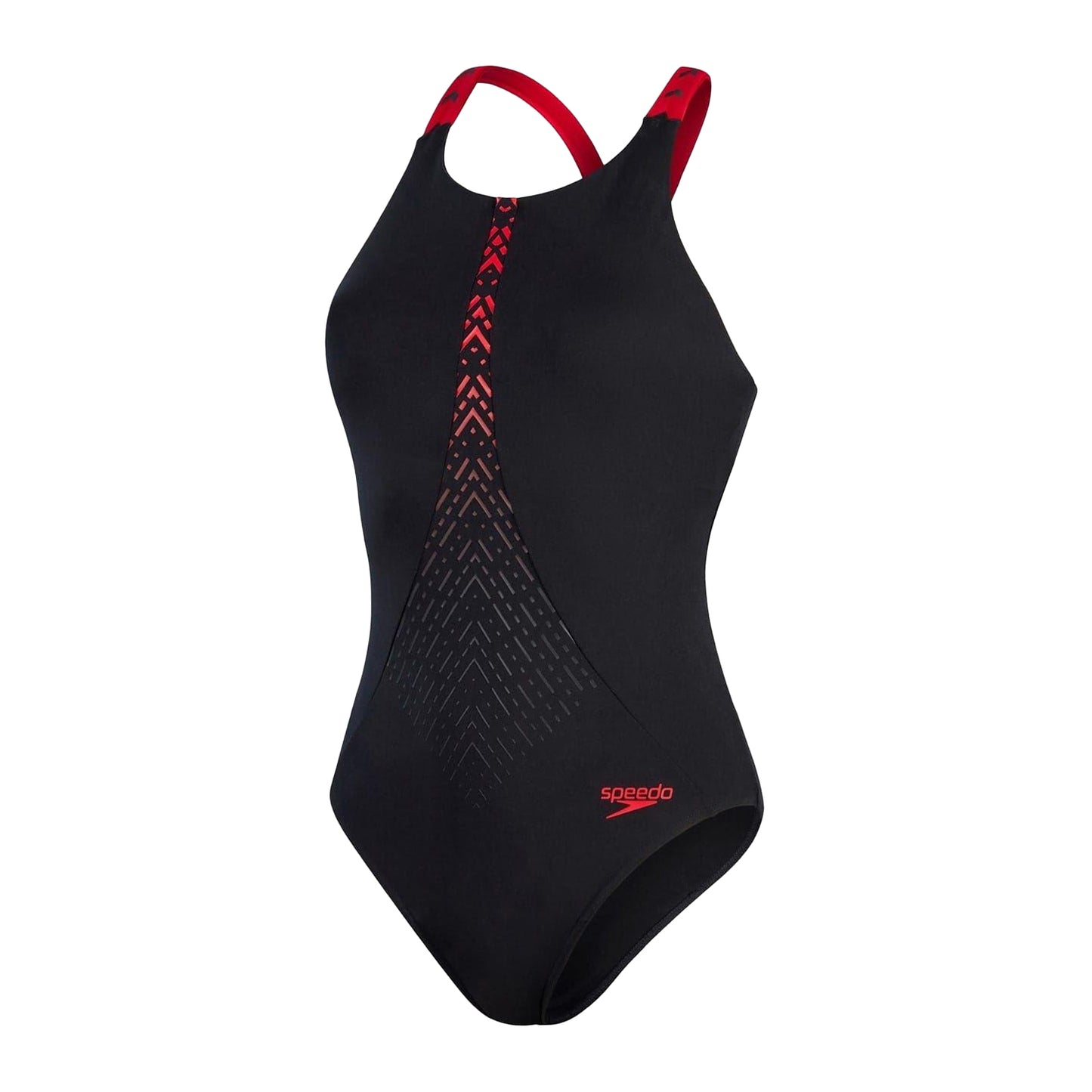 Black-Red - Front - Speedo Womens-Ladies Aztec One Piece Swimsuit