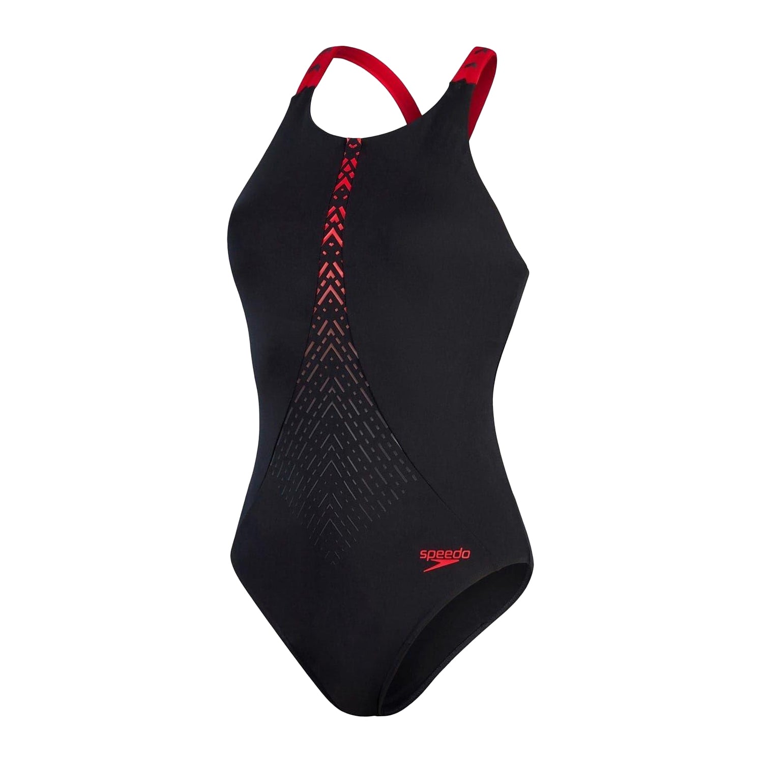 Black-Red - Front - Speedo Womens-Ladies Aztec One Piece Swimsuit