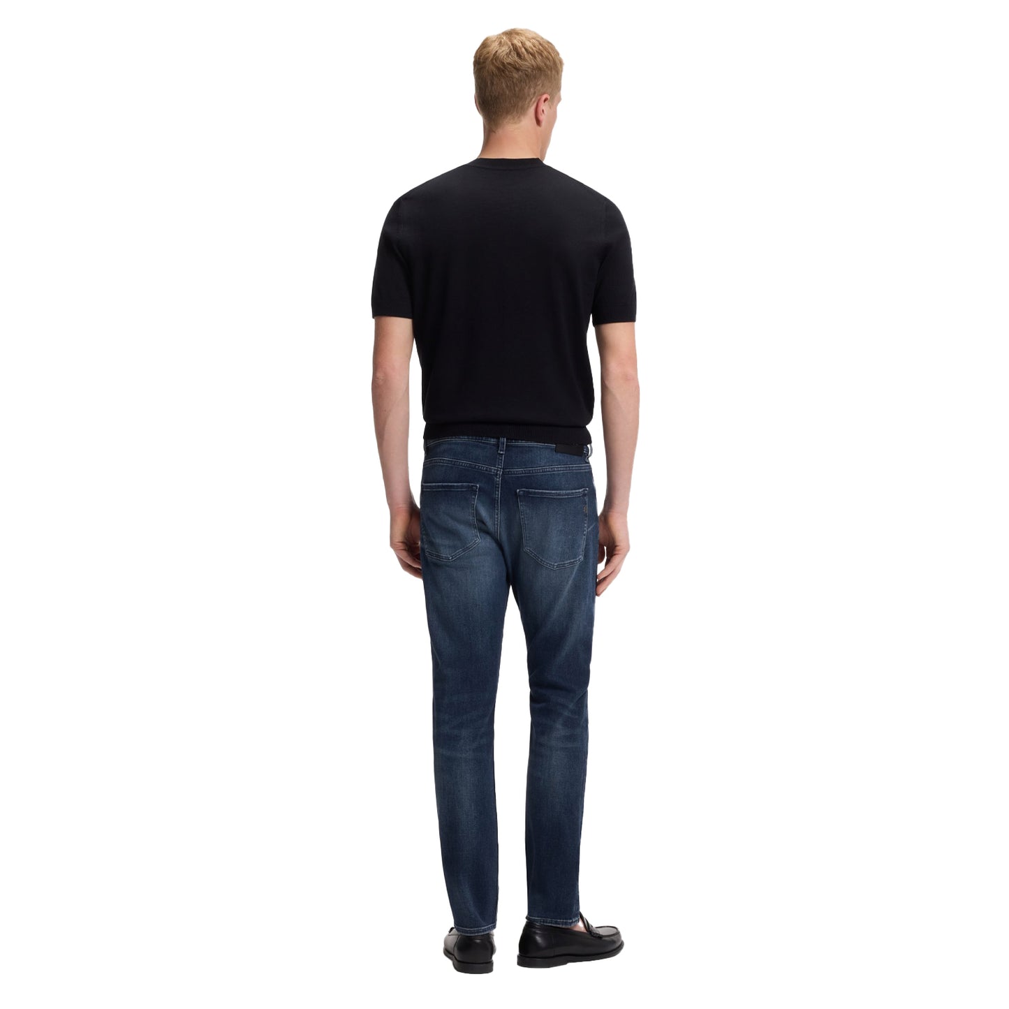Dark Blue - Back - Boss Mens Delaware Denim 5 Pockets Slim Jeans