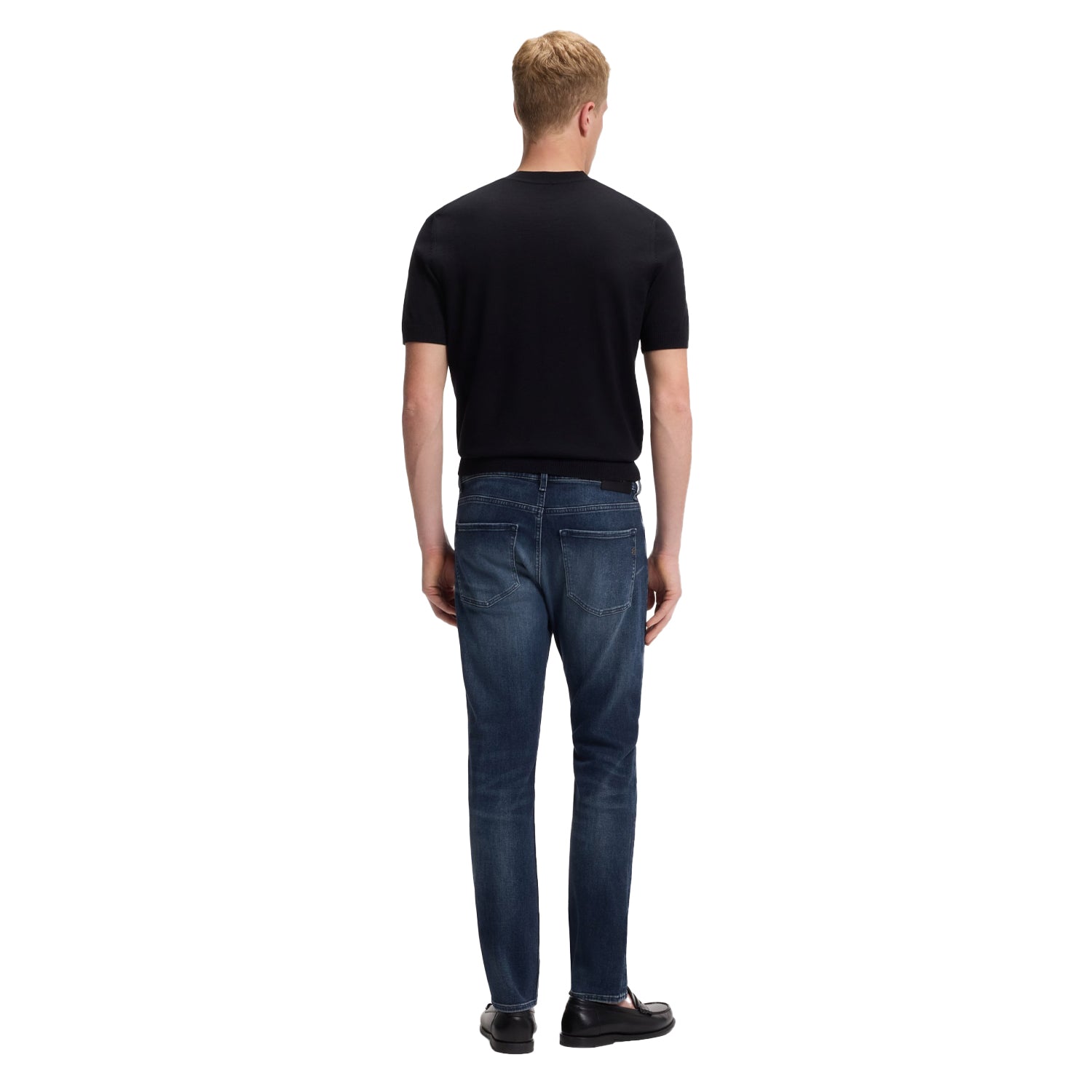 Dark Blue - Back - Boss Mens Delaware Denim 5 Pockets Slim Jeans
