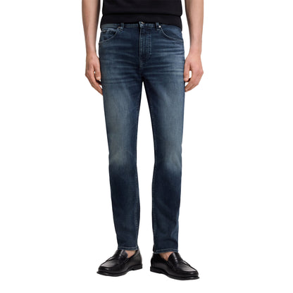 Dark Blue - Side - Boss Mens Delaware Denim 5 Pockets Slim Jeans