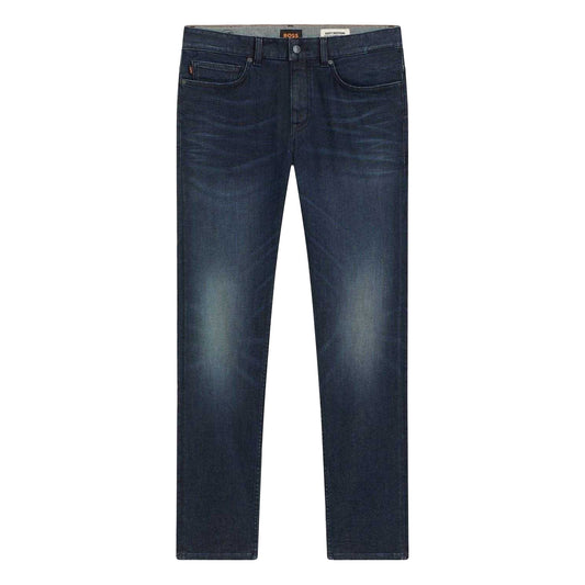 Dark Blue - Front - Boss Mens Delaware Denim 5 Pockets Slim Jeans