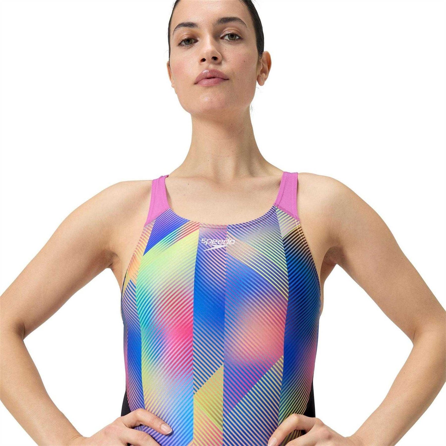 Black-Pink - Side - Speedo Womens-Ladies One Piece Swimsuit