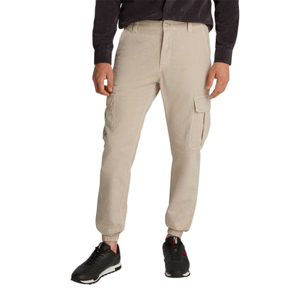 Beige - Front - Tommy Jeans Mens Ryan Straight Cargo Trousers