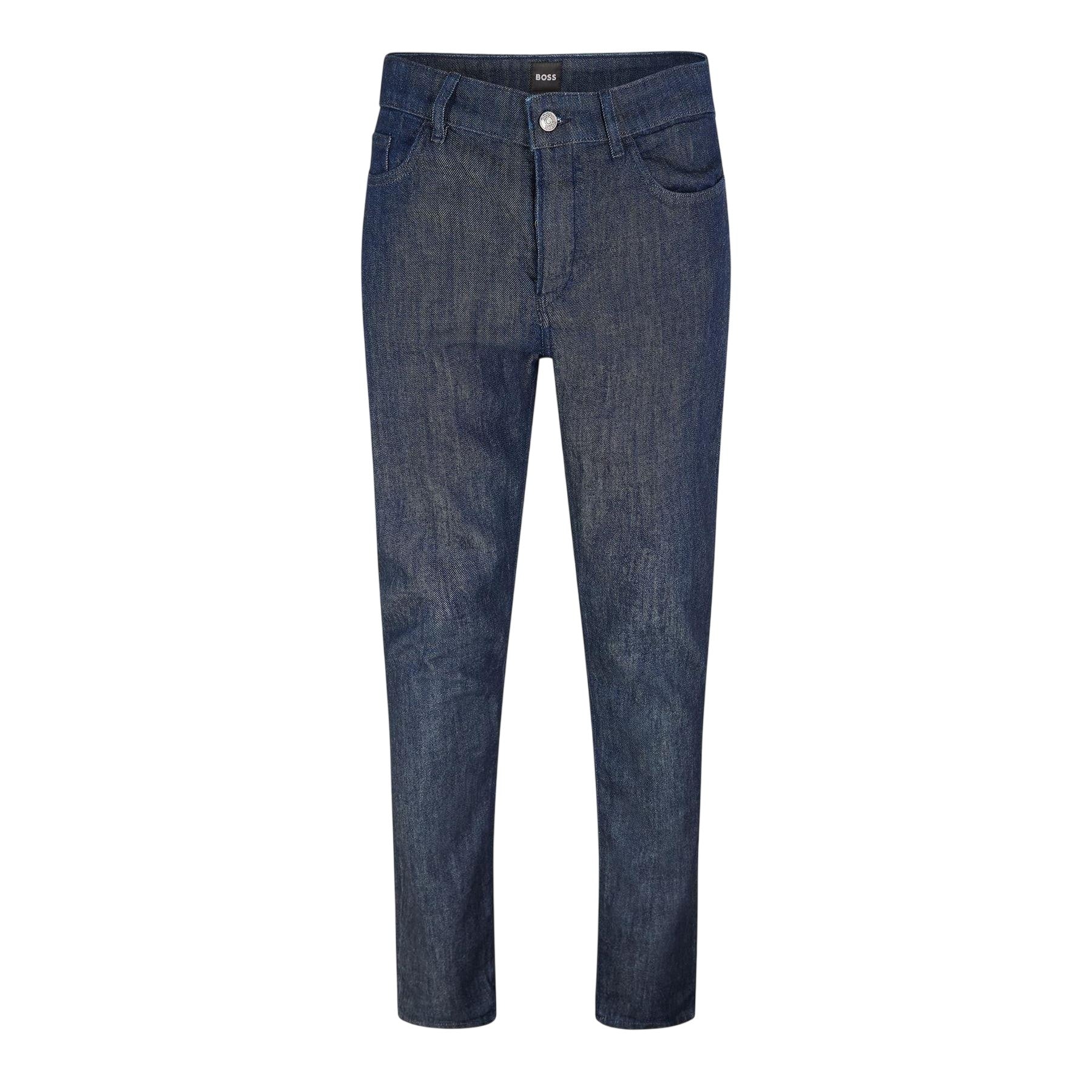 Dark Blue - Front - Boss Mens Delaware 3 Denim Slim Jeans