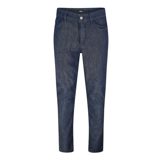Dark Blue - Front - Boss Mens Delaware 3 Denim Slim Jeans