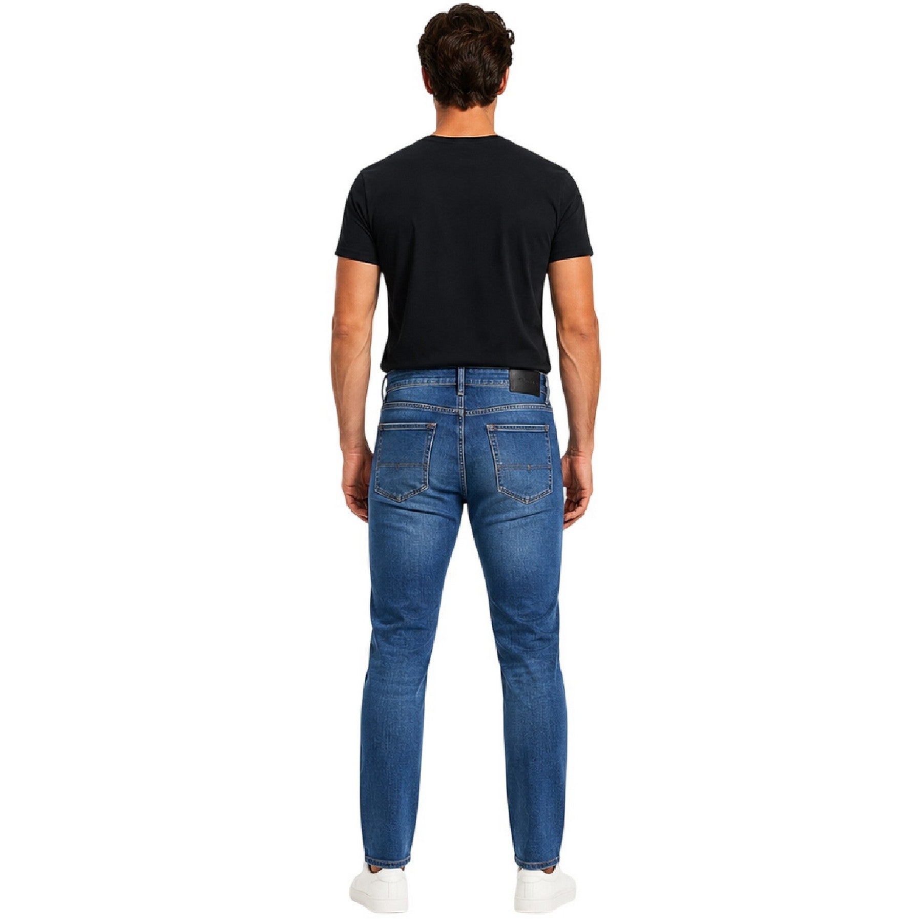 Medium Blue - Back - Boss Mens Delaware3-1 771 Denim Plain Slim Jeans