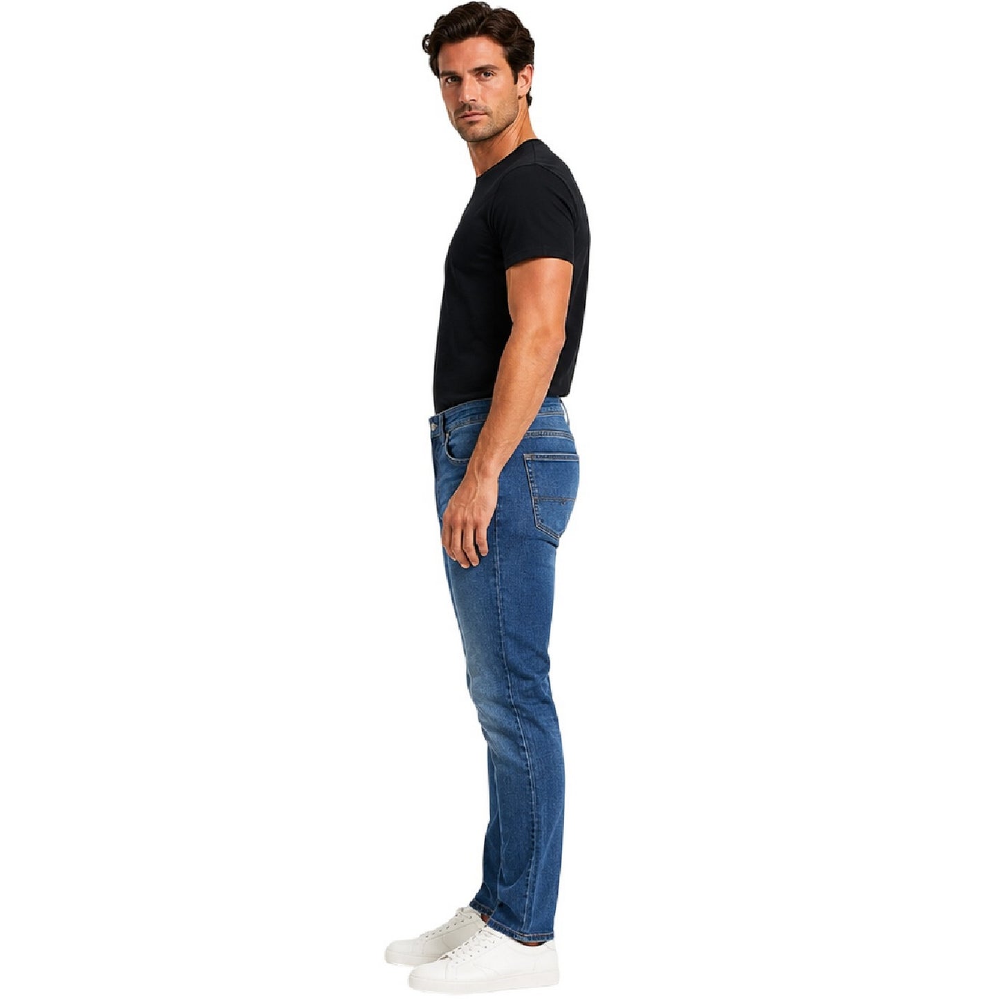 Medium Blue - Side - Boss Mens Delaware3-1 771 Denim Plain Slim Jeans