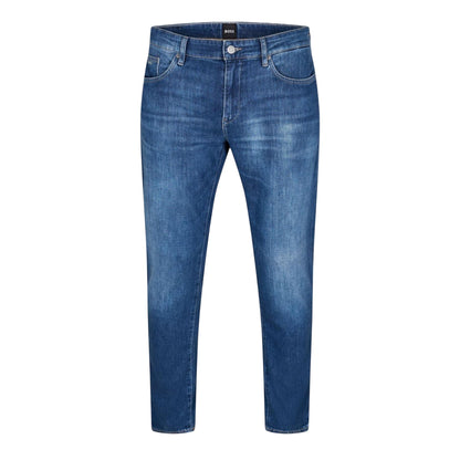 Medium Blue - Front - Boss Mens Delaware3-1 771 Denim Plain Slim Jeans