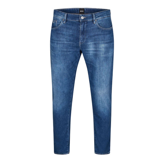 Medium Blue - Front - Boss Mens Delaware3-1 771 Denim Plain Slim Jeans