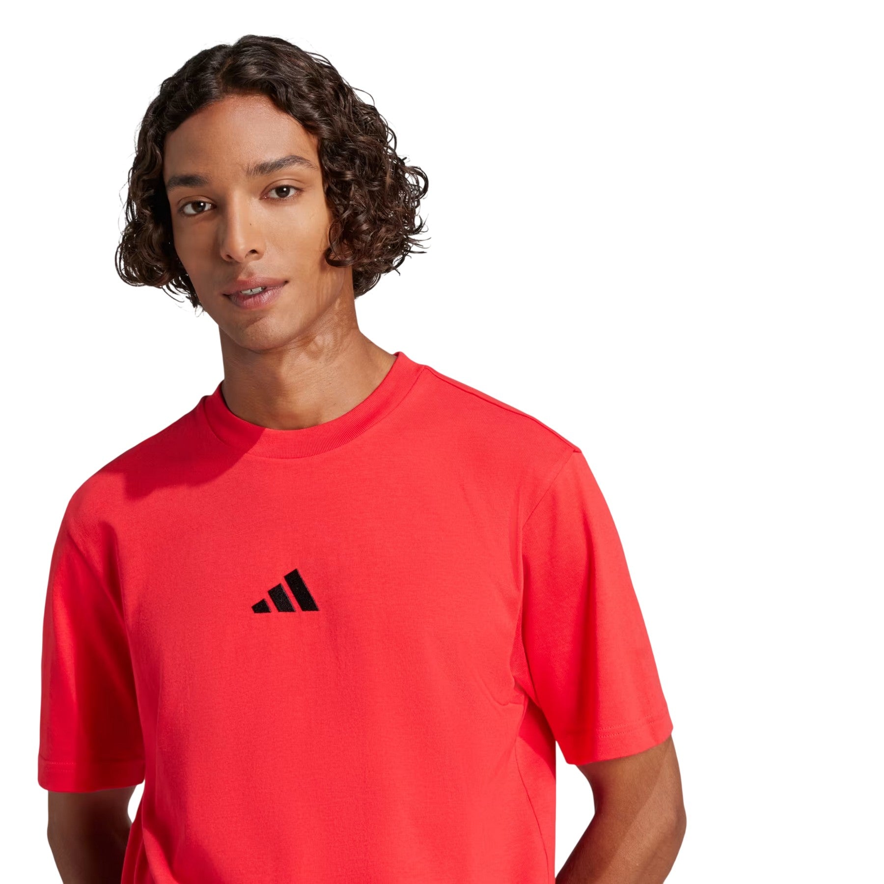 Ruby Red - Side - Adidas Mens Essentials Logo T-Shirt