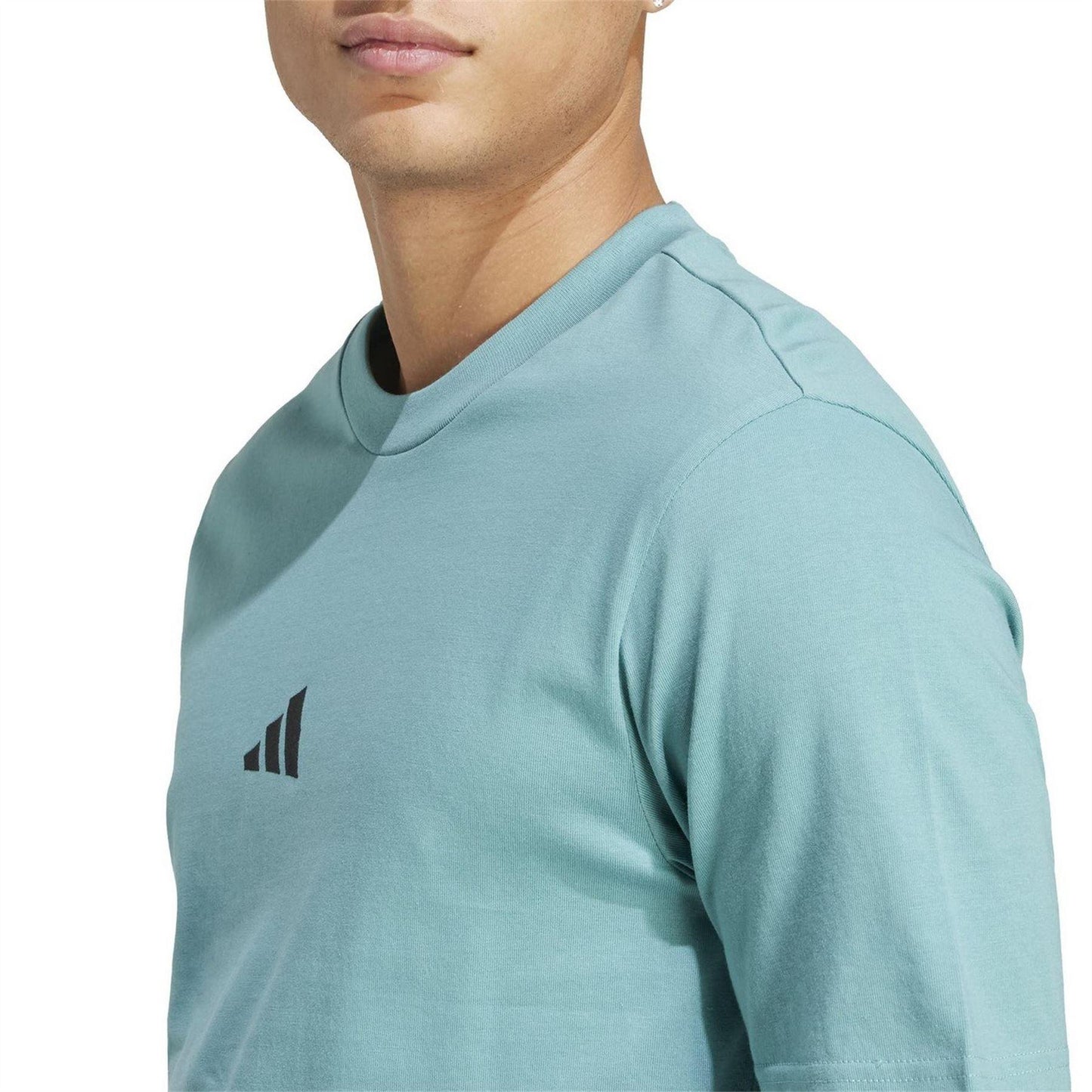 Teal Green - Side - Adidas Mens Essentials Logo T-Shirt