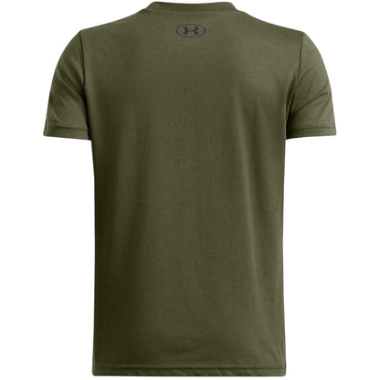 Marine OD Green - Back - Under Armour Childrens-Kids Wordmark Logo T-Shirt