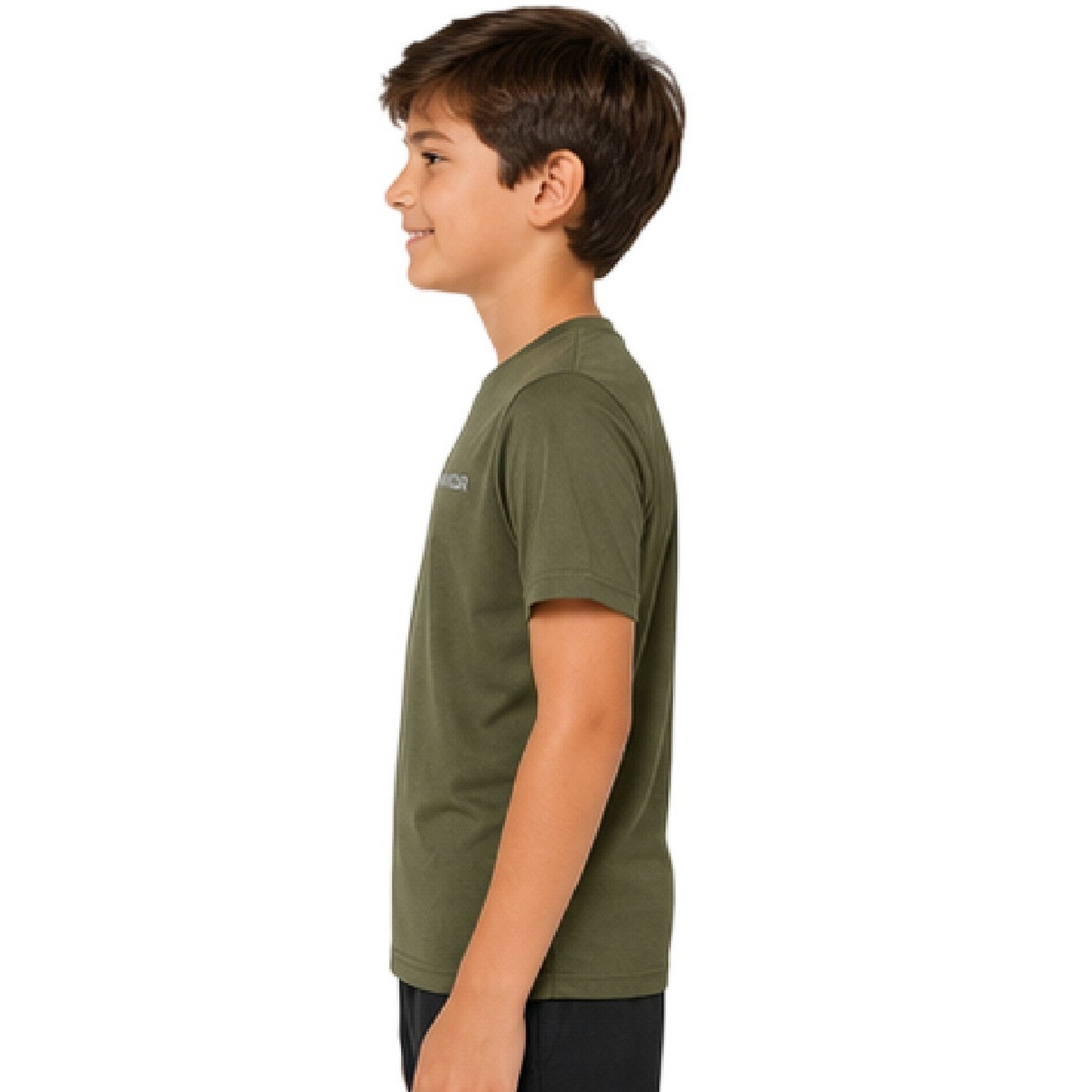 Marine OD Green - Side - Under Armour Childrens-Kids Wordmark Logo T-Shirt
