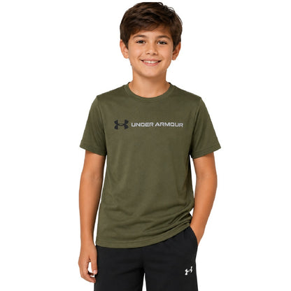 Marine OD Green - Lifestyle - Under Armour Childrens-Kids Wordmark Logo T-Shirt