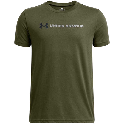Marine OD Green - Front - Under Armour Childrens-Kids Wordmark Logo T-Shirt