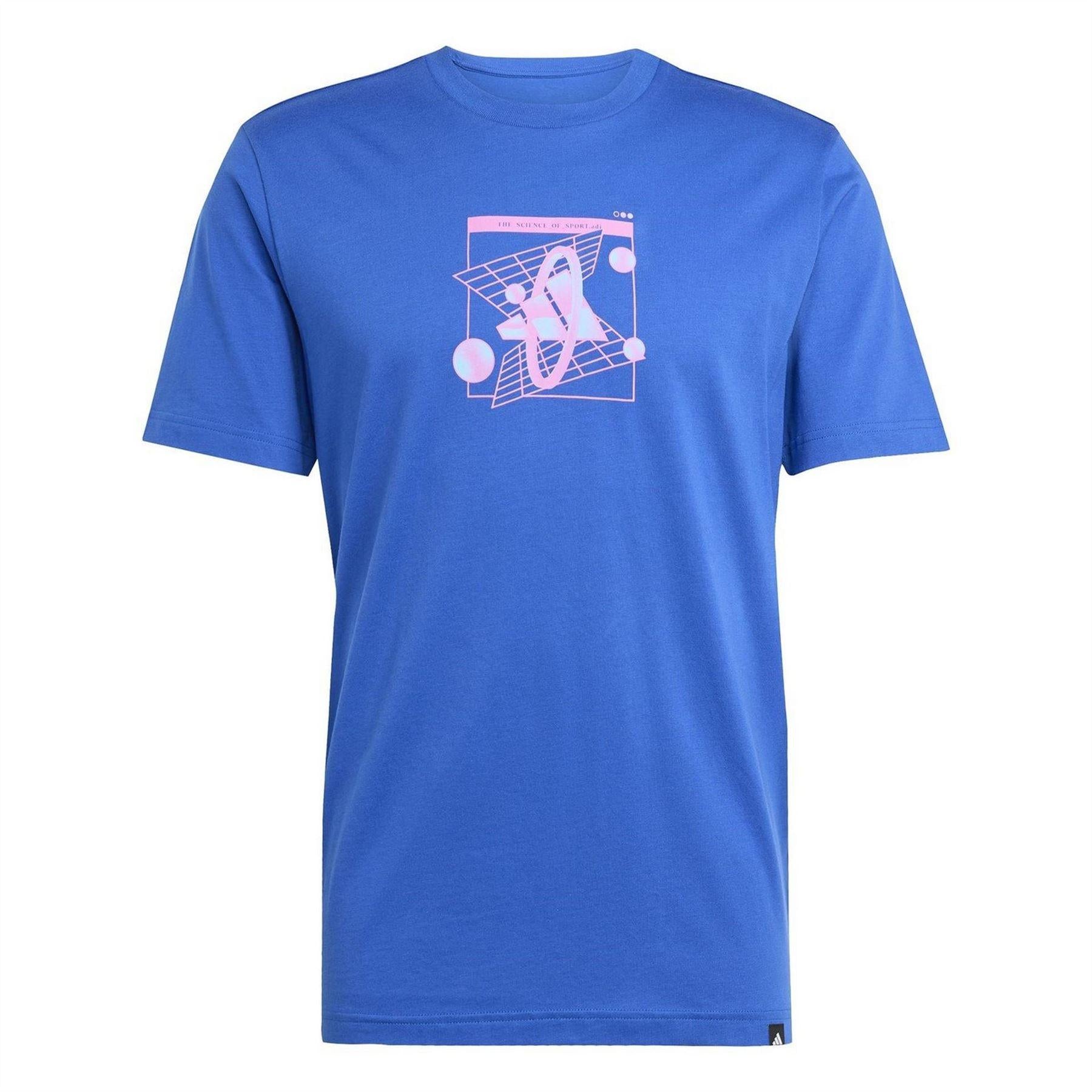 Retro Blue - Front - Adidas Mens Retro Futurism Graphic T-Shirt